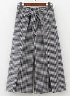 Oasap Fashion Plaid Pleated Wide Leg Pants