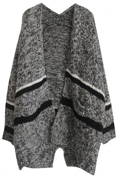 Oasap Leisure Striped Heather Cardigan Sweater