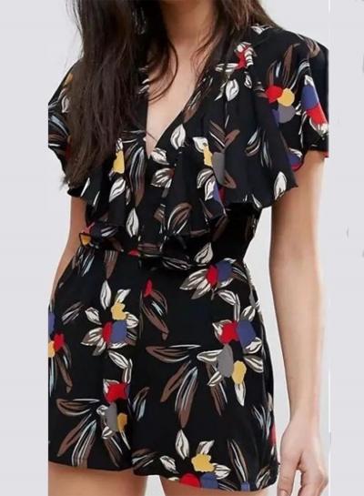 Oasap V Neck Flounce Panel Jumpsuit