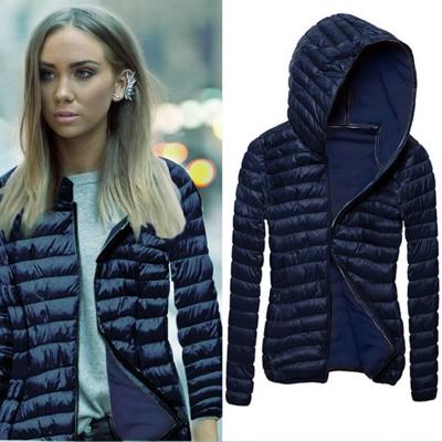 Oasap Fashion Solid Full Zip Hooded Down Coat