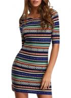 Oasap Women's Fashion Half Sleeve Striped Bodycon Mini Dress