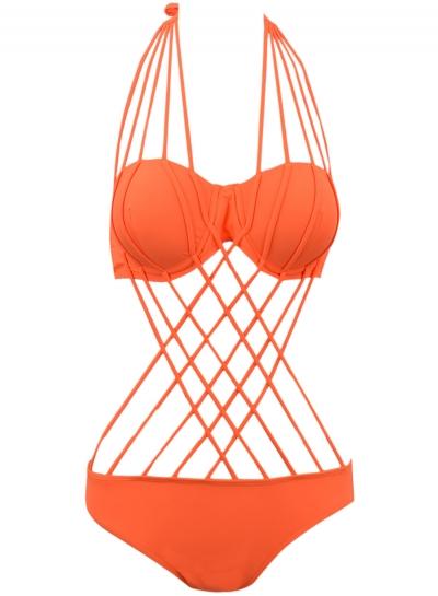 Oasap Women's Crossed Design Halter One Piece Swimsuit