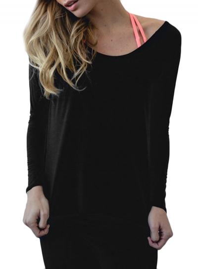Oasap Women's Long Sleeve Solid Backless Active Sports Gym Top