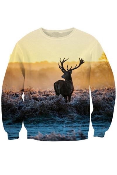 Oasap Panorama Print Sweatshirt