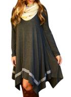 Oasap Women's Casual Asymmetric Hem Stretched Knit Dress