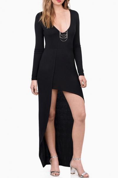 Oasap Fashion Deep V Asymmetrical Dress