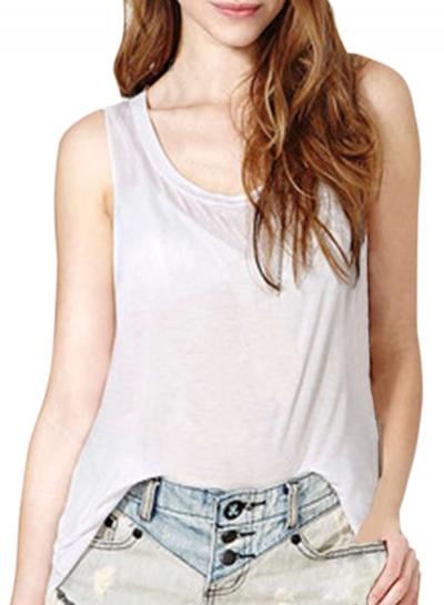 Oasap Women's Hot V Back Sleeveless Asymmetric Knit Tee