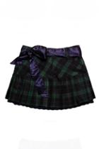 Oasap Preppy Check Printing Pleated Skirt With Lacy Lining