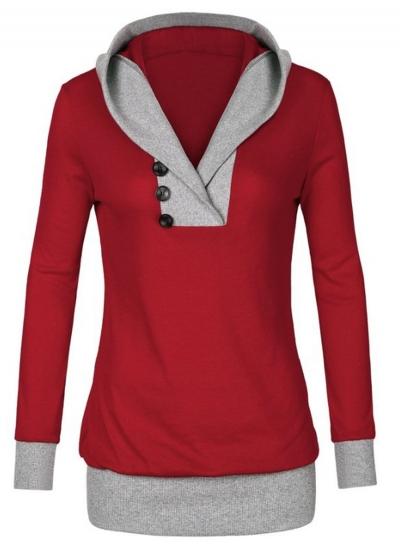 Oasap Fashion Color Block Pullover Hoodie