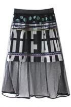 Oasap Black A-line Double-layer Midi Skirt