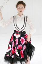 Oasap Elegant Hepburn Floral Printing Flouncing Skirt