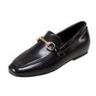 Oasap Square Toe Flat Heels Horsebit Shoes