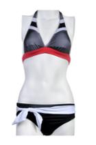 Oasap Striped Bow-knot Halterneck Bikini