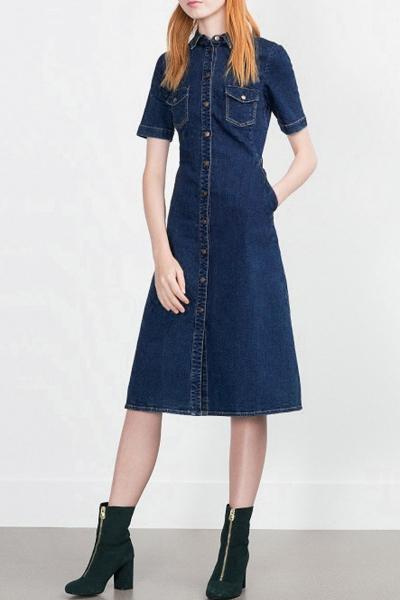 Oasap Classic Button Down Basic Collar Dress