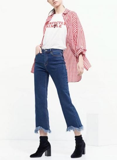 Oasap Classic Slim Ripped Denim Pants