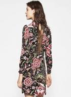 Oasap Floral Printed Loong Sleeve Casual Mini Dress