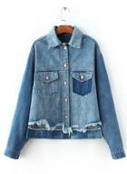 Oasap Turn Down Collar Long Sleeve Denim Coat