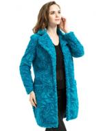 Oasap Fleece Solid Color Faux Fur Coat