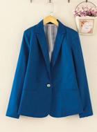 Oasap Solid Color Long Sleeve One Button Blazer
