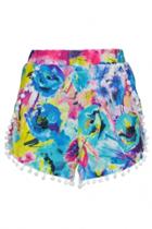 Oasap Brightly Hued Print Pom Deco Shorts