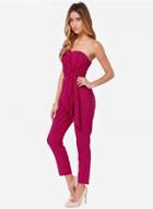 Oasap Fashion Strapless Jumpsuit With Belt
