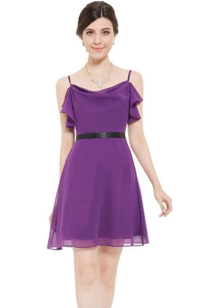 Oasap Women's Spaghetti Straps Short Purple Party Dress