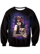 Oasap Halloween Skull Printed Loose Pullover Sweatshirt