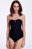 Oasap Subtle Dotted Print One Piece Swimwear