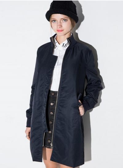 Oasap Women's Stand Collar Zip Front Solid Color Flying Jacket