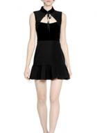 Oasap Women's Fashion Cut-out Front Velvet Flounce Dress