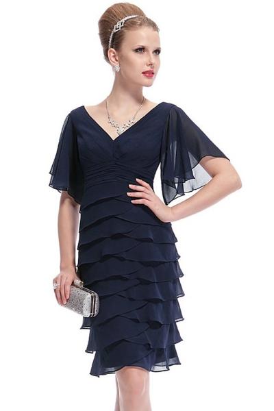 Oasap Women's V-neck Butterfly Sleeve Ruffled Bottom Short Party Cocktail Dres