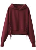 Oasap Long Sleeve Solid Color Lace Up Hoodie