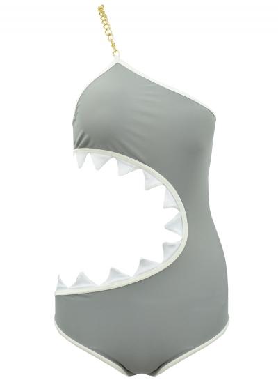 Oasap Women's Fancy Shark Mouth Shape One Piece Swimsuit