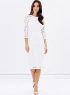 Oasap White Fashion Round Neck Lace Dress