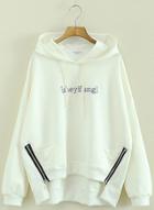 Oasap Fashion Letter Printed Loose High Low Hoodie