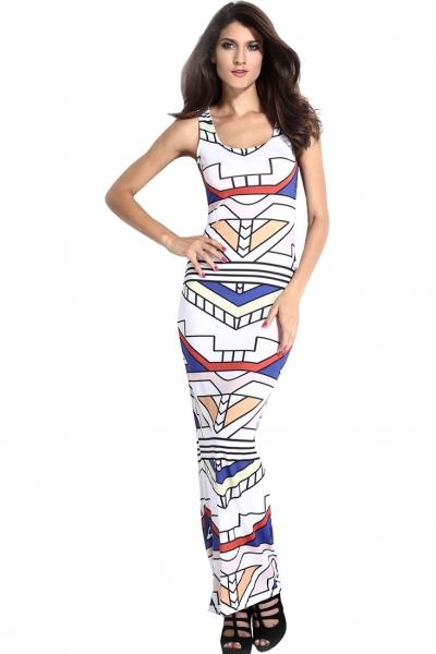 Oasap Aztec Tribal Stripe Soft Maxi Dress