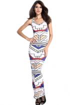 Oasap Aztec Tribal Stripe Soft Maxi Dress