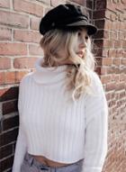 Oasap Fashion High Neck Long Sleeve Cropped Sweater