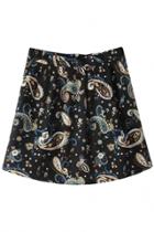 Oasap Classic Paisley Pleated A-line Skirt