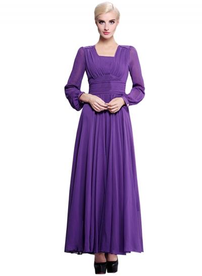 Oasap Women's Long Sleeve Chiffon Evening Party Bridesmaid Maxi Dress