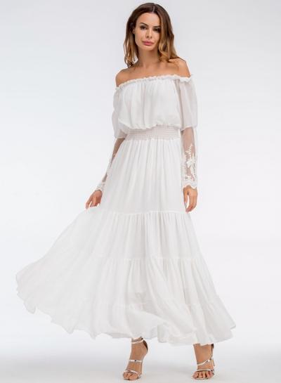 Oasap Elegant Off Shoulder Long Sleeve Maxi Dress