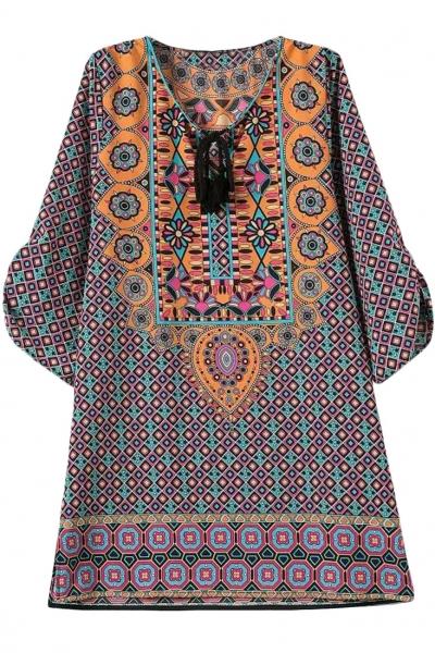 Oasap Old-fashioned Floal Print Mini Dress