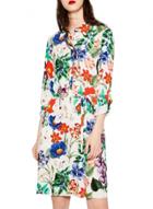 Oasap Women's Fashion Long Sleeve Floral Print Spring Dress With Belt