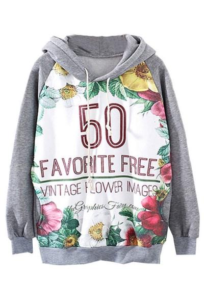 Oasap Favorite Vintage Flower Hoodie