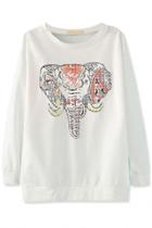 Oasap Chic Elephant Pattern Solid Sweatshirt