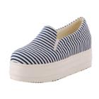 Oasap Round Toe Striped Flat Platform Shoes