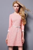 Oasap Coral Three Quarter Length Sleeve Dress