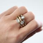 Oasap Vintage Gold Plated Opal Pearl Diamond Rings