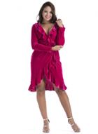 Oasap Deep V Neck Long Sleeve Solid Color Flounce Panel Dress