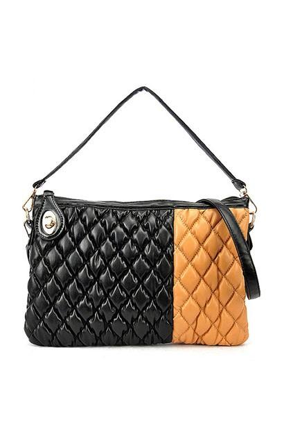 Oasap Chic Contrast Color Check Detail Shoulder Bag